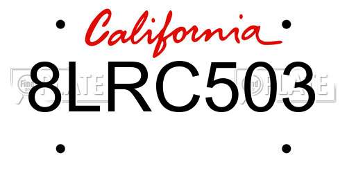8LRC503 California License Plate