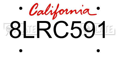 8LRC591 California License Plate