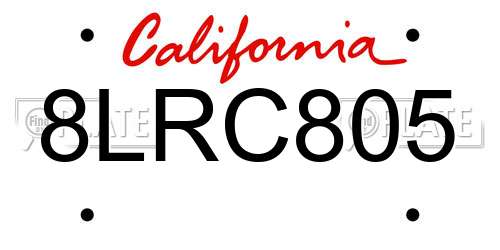 8LRC805 California License Plate