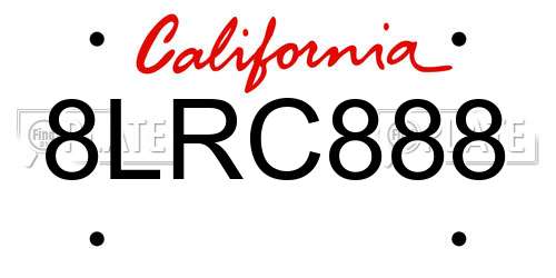 8LRC888 California License Plate