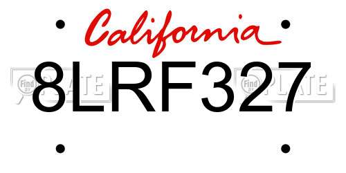 8LRF327 California License Plate