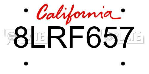 8LRF657 California License Plate