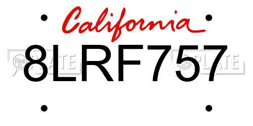 8LRF757 California License Plate