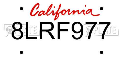 8LRF977 California License Plate