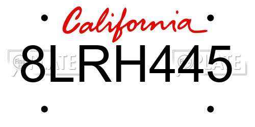 8LRH445 California License Plate