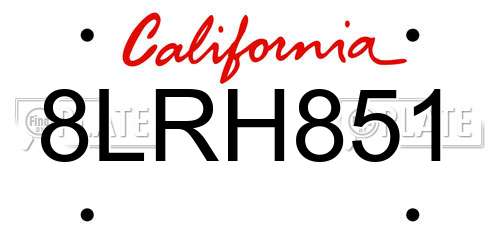 8LRH851 California License Plate