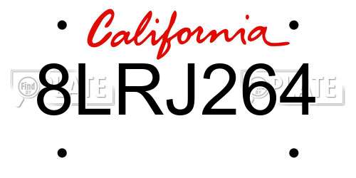 8LRJ264 California License Plate