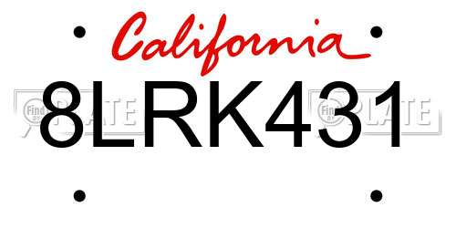 8LRK431 California License Plate