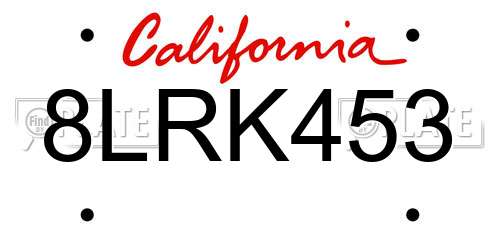 8LRK453 California License Plate