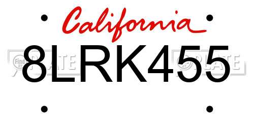 8LRK455 California License Plate