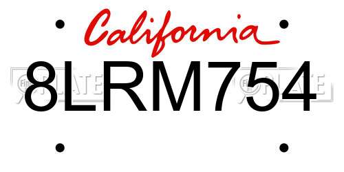 8LRM754 California License Plate