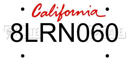 8LRN060 California License Plate