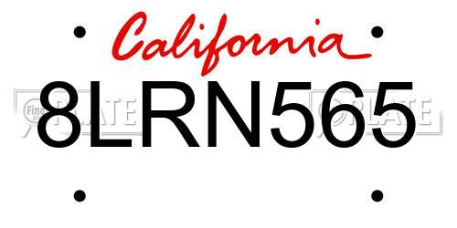8LRN565 California License Plate
