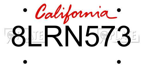 8LRN573 California License Plate