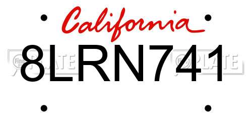 8LRN741 California License Plate