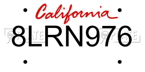 8LRN976 California License Plate