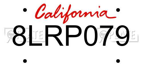 8LRP079 California License Plate