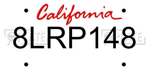 8LRP148 California License Plate