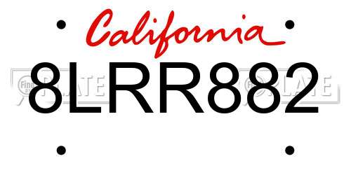 8LRR882 California License Plate