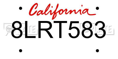 8LRT583 California License Plate