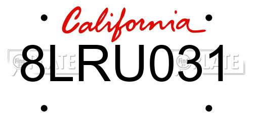 8LRU031 California License Plate