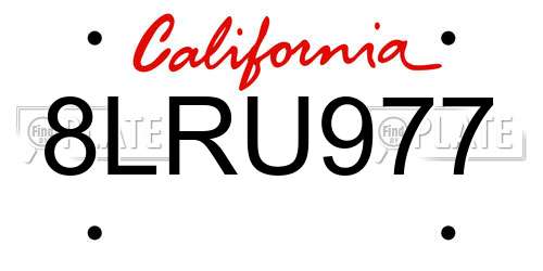 8LRU977 California License Plate