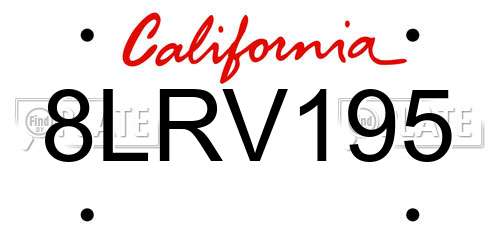 8LRV195 California License Plate