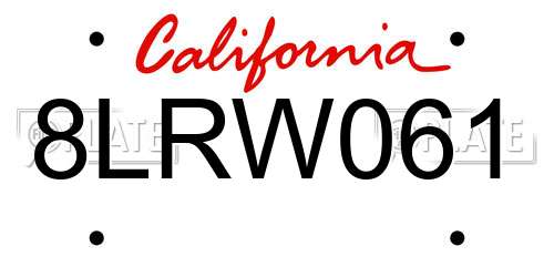 8LRW061 California License Plate
