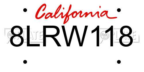 8LRW118 California License Plate