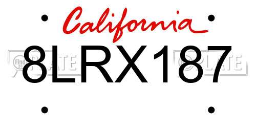 8LRX187 California License Plate