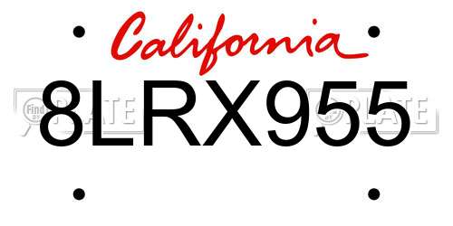 8LRX955 California License Plate