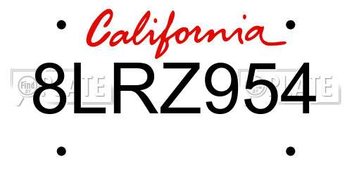 8LRZ954 California License Plate