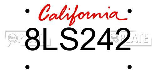 8LS242 California License Plate
