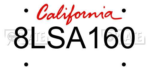 8LSA160 California License Plate