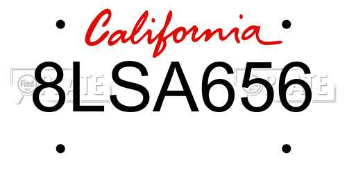 8LSA656 California License Plate