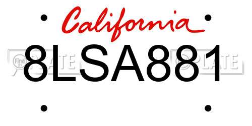 8LSA881 California License Plate