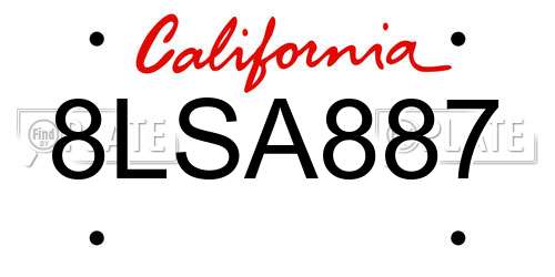 8LSA887 California License Plate
