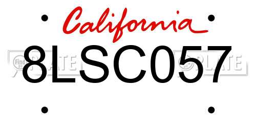 8LSC057 California License Plate