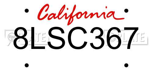 8LSC367 California License Plate