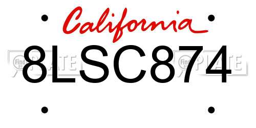 8LSC874 California License Plate