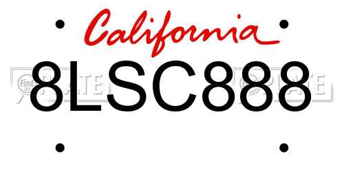 8LSC888 California License Plate