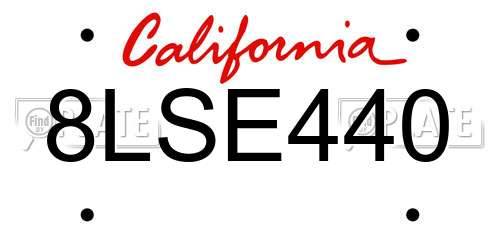 8LSE440 California License Plate