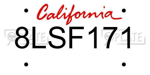 8LSF171 California License Plate