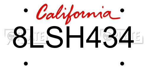 8LSH434 California License Plate