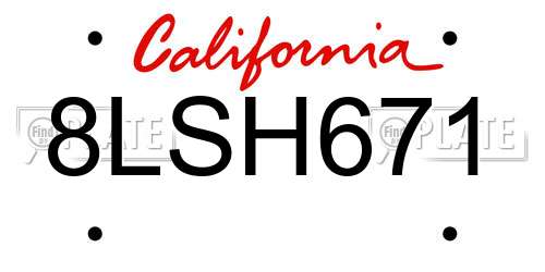 8LSH671 California License Plate