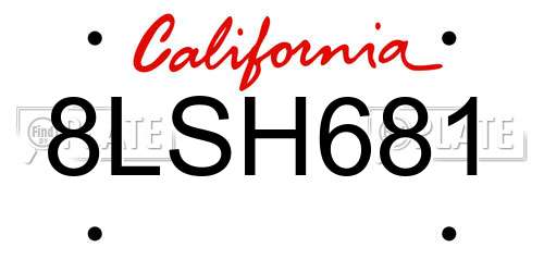 8LSH681 California License Plate