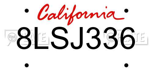 8LSJ336 California License Plate
