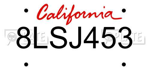 8LSJ453 California License Plate