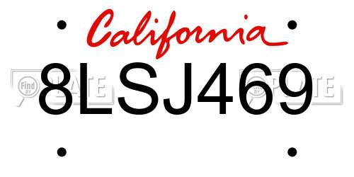 8LSJ469 California License Plate