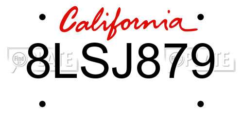 8LSJ879 California License Plate